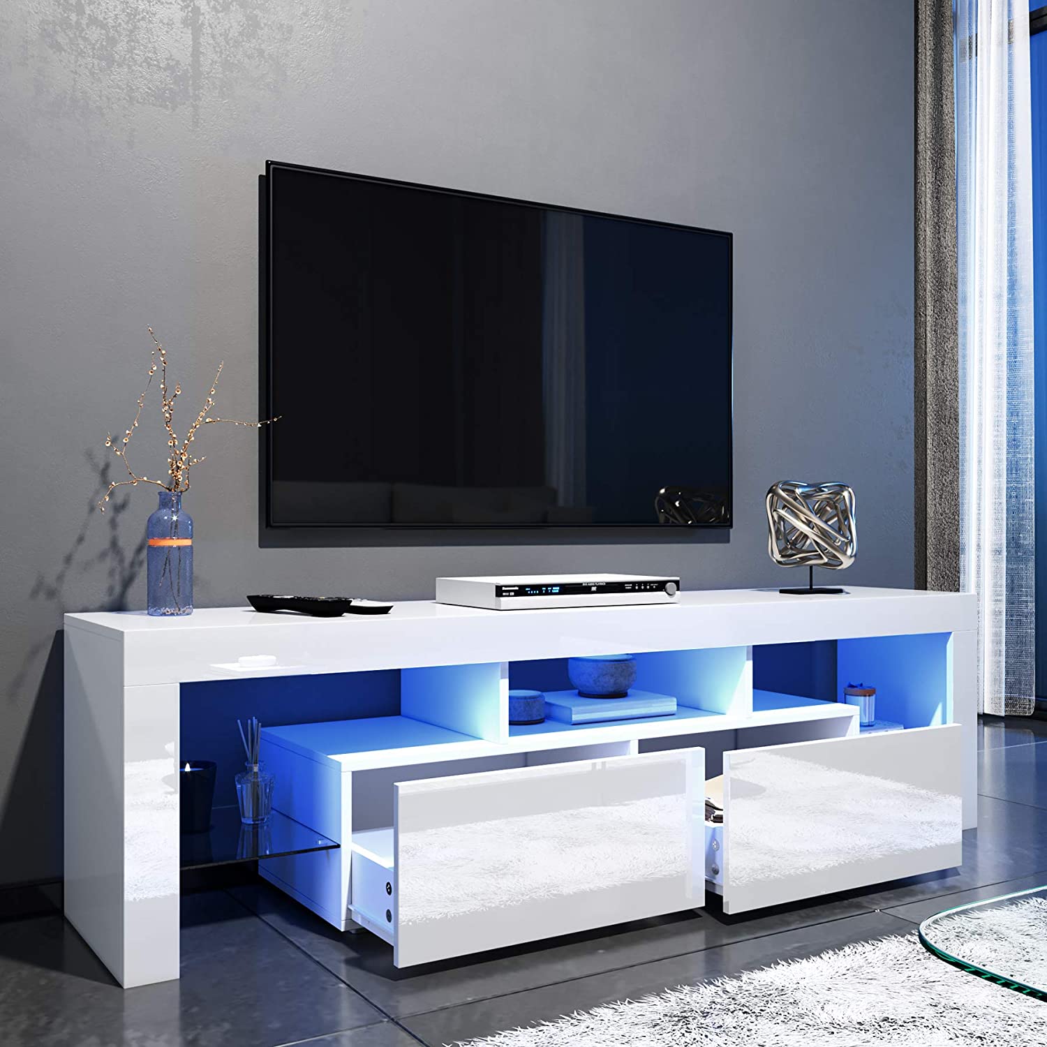 LED TV Cabinet Modern White Gloss TV