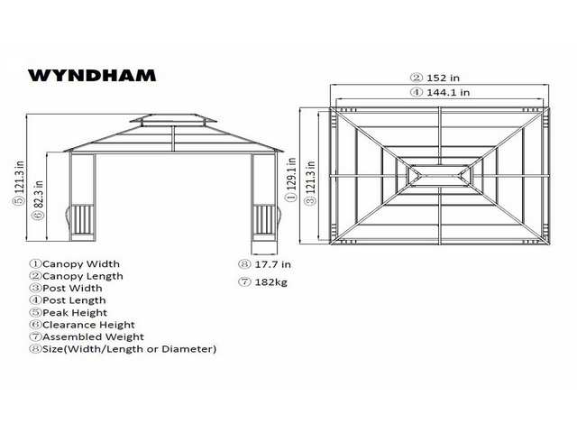 10x12 Heavy Duty Galvanized Steel Hardtop Wyndham Patio Gazebo with Mosquito Netting
