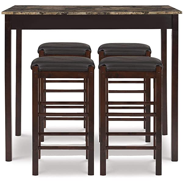 Linon Black 3 Piece Faux Marble Tavern Set