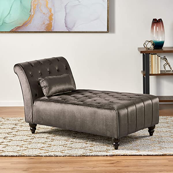 Christopher Knight Home Rubie Velvet Chaise, Grey