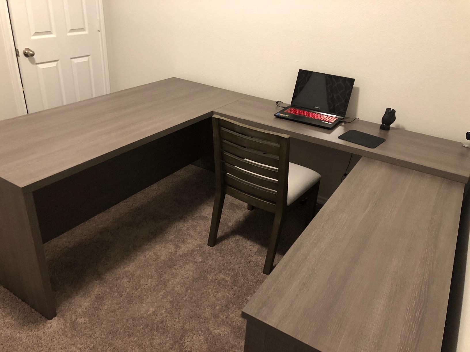 【Furniture】Bestar Pro-Linea U-Desk, Bark Grey