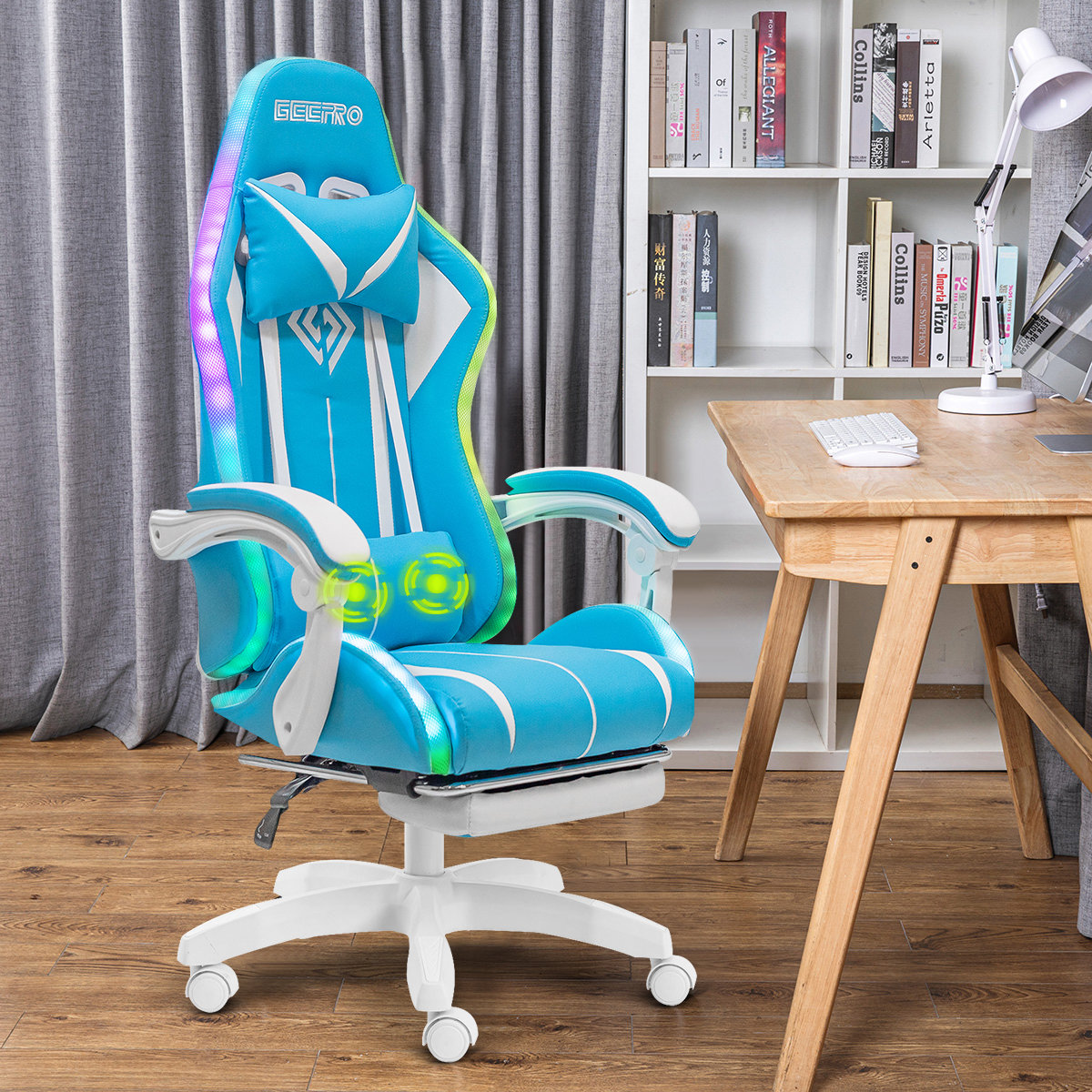 【Furniture】RGB PC & Racing Game Chair With Massage And Bluetooth