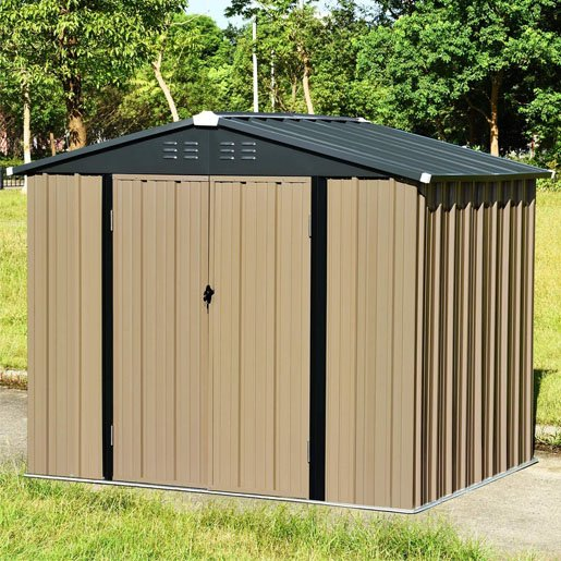 8′ x 6′ Outdoor Storage Sheds, Metal Utility Storage House for Backyard Patio Furniture Garden