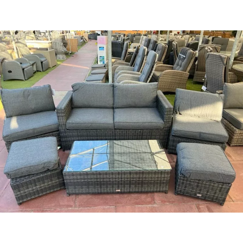 Sapcote 6pc Hideaway Lounge Set in Dark Grey Rattan