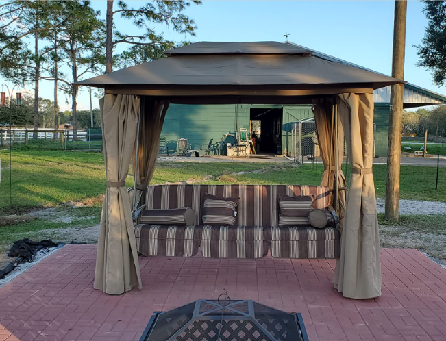 Purple Leaf 3 Person Outdoor Gazebo Terrace Swing with Adult Canopy Swing