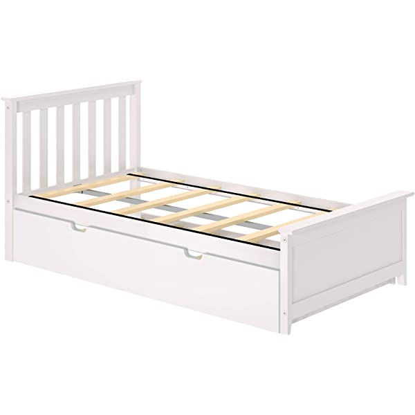 Max & Lily Twin Bed with Trundle, White White Bed with Trundle