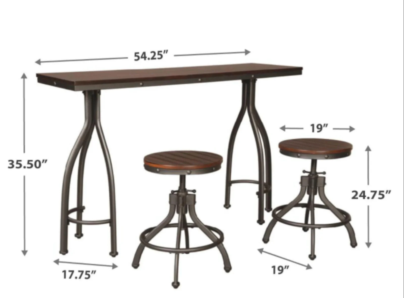 【Furniture】Keaka 2 - Person Counter Height Dining Set