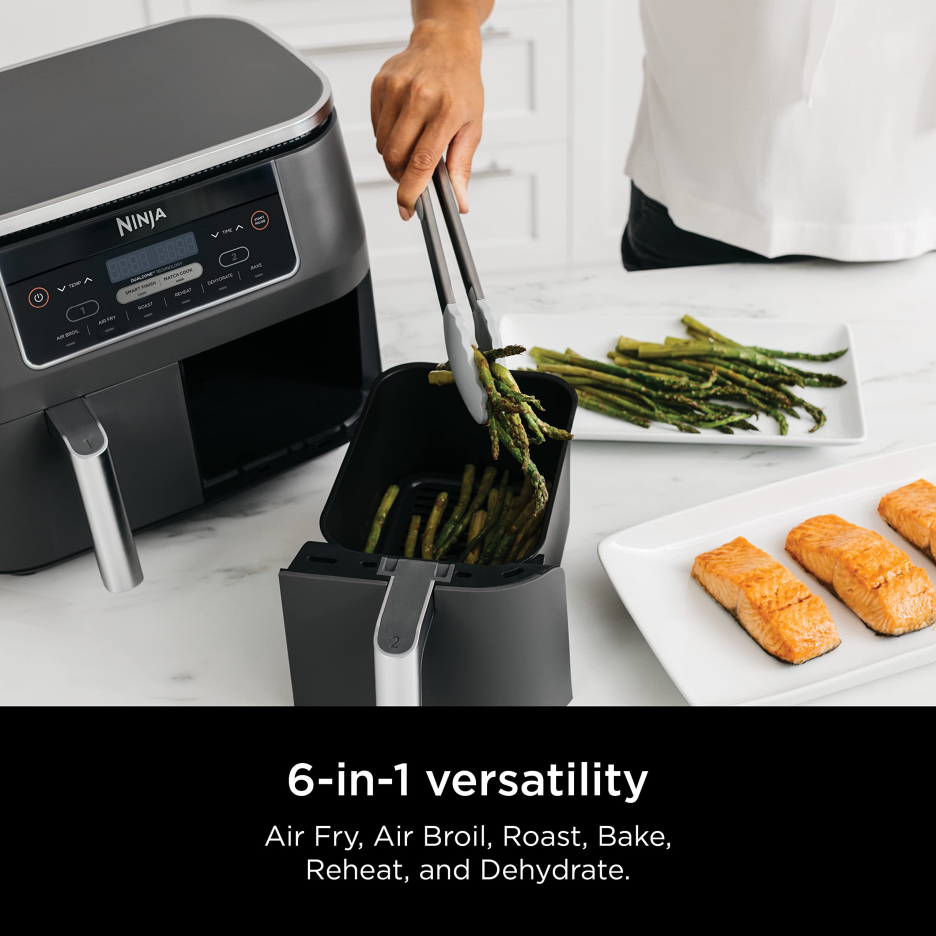 Ninja DZ201 Foodi 8 Quart 6-in-1 DualZone 2-Basket Air Fryer with 2 Independent Frying Baskets