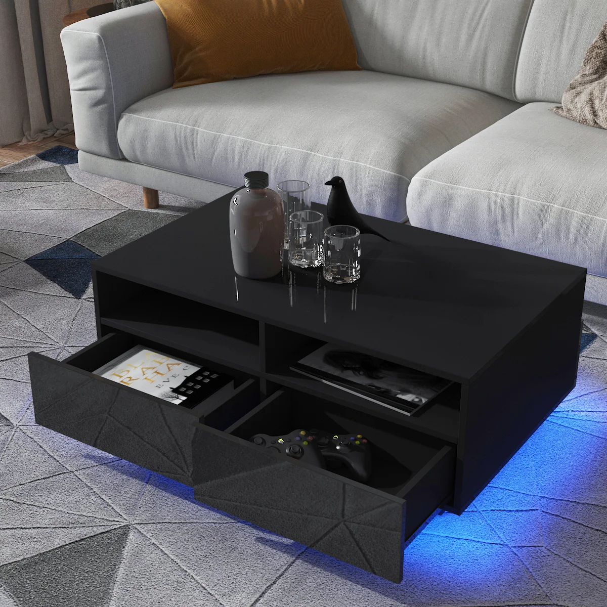 【Furniture】Gastelum Block Coffee Table with Storage