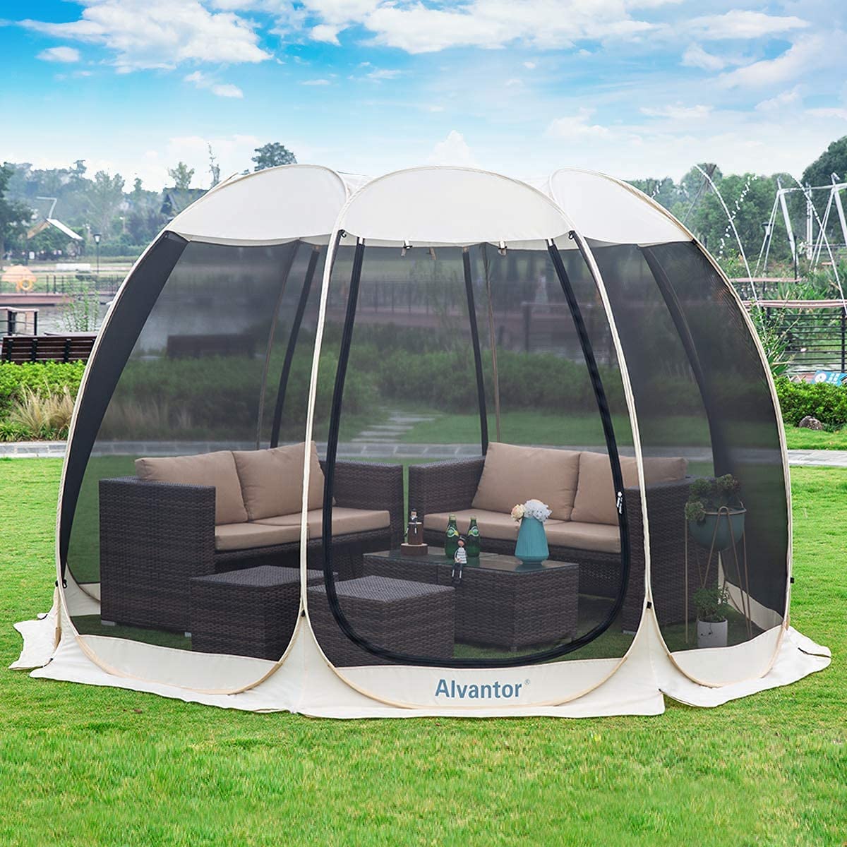 Uv-protected sunshade tent, garden, patio, backyard (10'x10', beige)