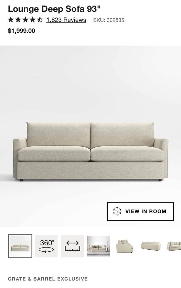 Crate And Barrel Deep Lounge Sofa