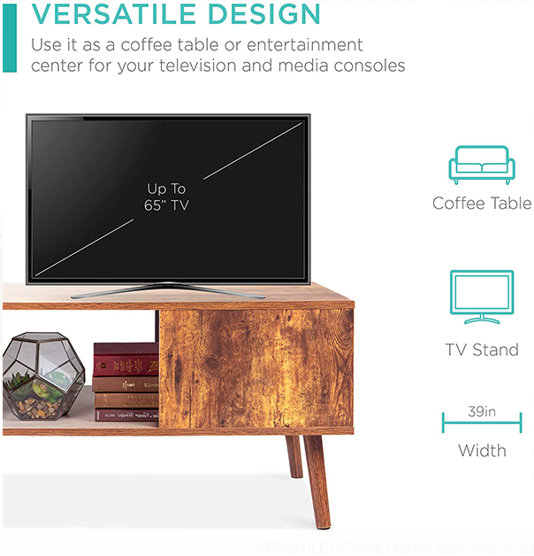 Best Choice Products Wooden Mid-Century Modern Coffee Table