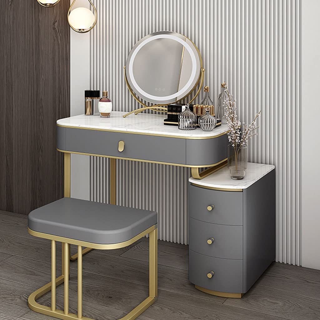 【Furniture】Makeup Vanity Vanity Table Set Slate Bedside Table Integrated Dressing Table Modern Small Dresser
