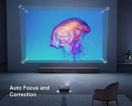 [Auto Focus] Projector with WiFi 6 and Bluetooth 5.2,500 ANSI Projector 4K