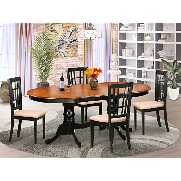 5 PC Dining room set-Dining Table with 4 Wooden Dining Chairs PLNI5-BCH-C