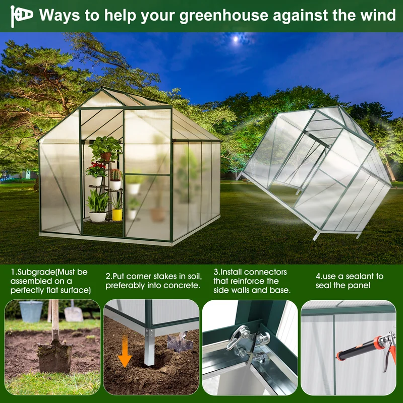 6.07' W x 8.17' D Hobby Greenhouse