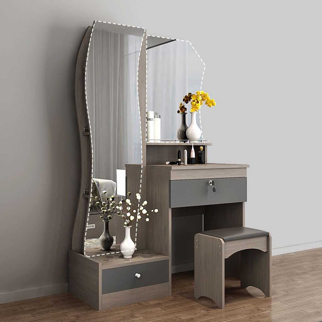 【Furniture】Bedroom Table Vanity Table Set Bedroom Storage Dresser Modern Women's Full-length Mirror