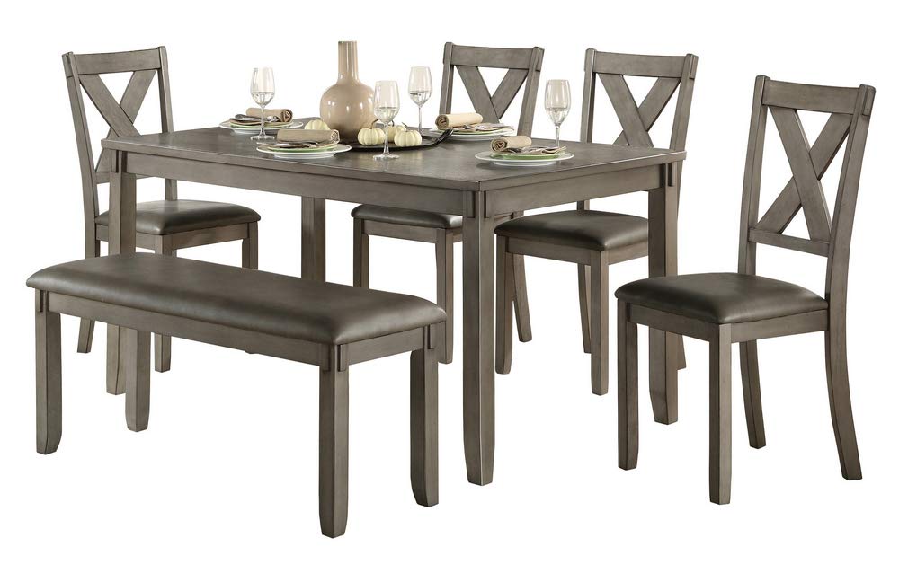 【Furniture】6-Piece Pack Dinette Set, Gray