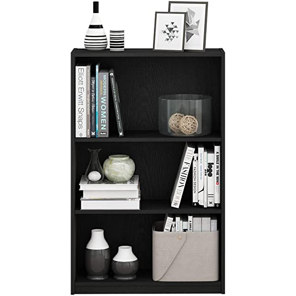 FURINNO JAYA Simple Home 3-Tier Adjustable Shelf Bookcase, White White 3-Tier Bookcase