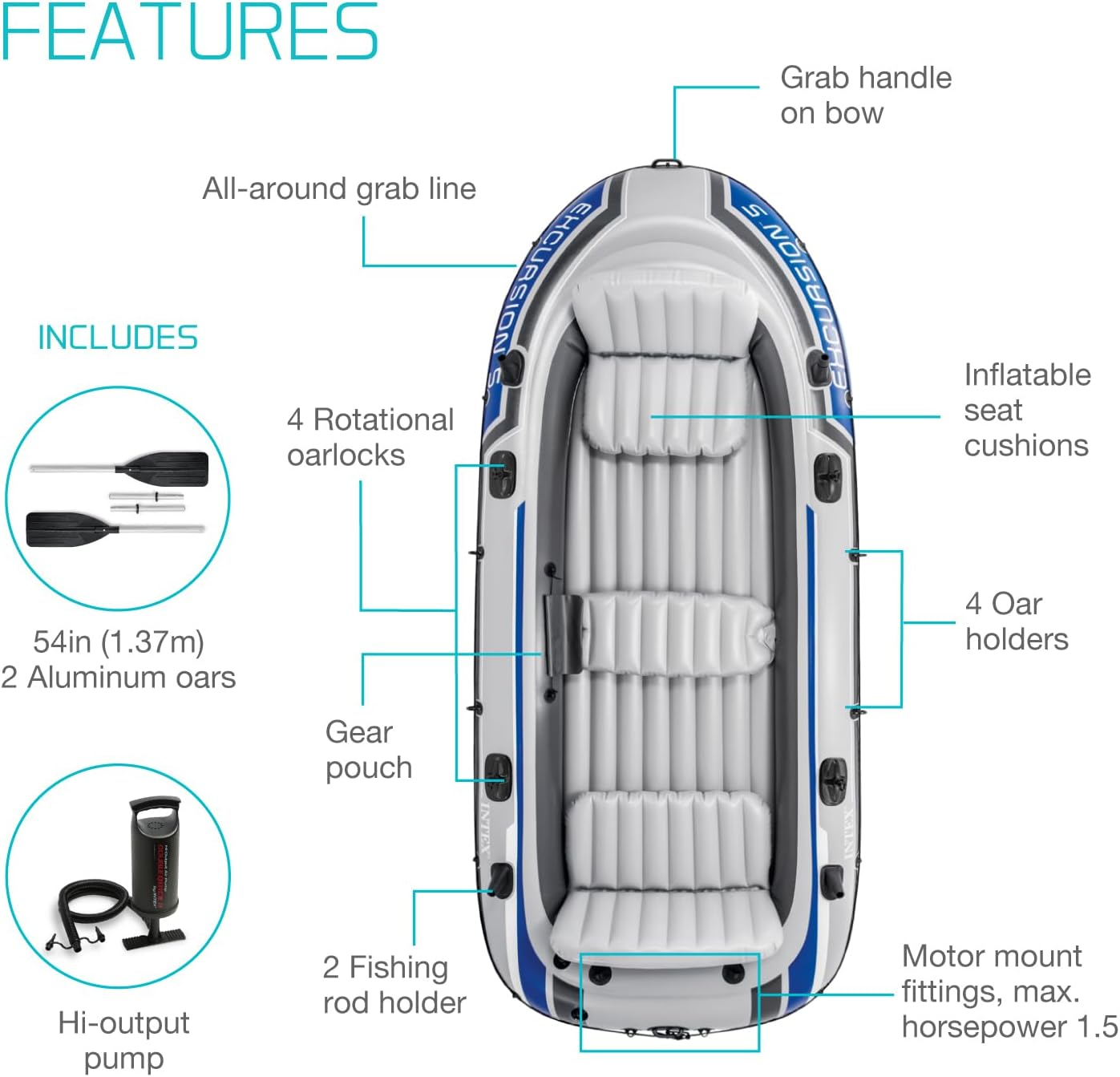 Intex Excursion Inflatable Boat Series Excursion 5