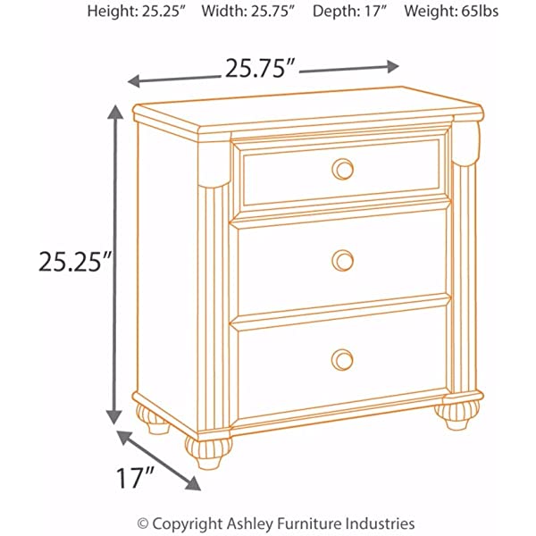 Signature Design by Ashley Leahlyn Traditional 2 Drawer Nightstand, Warm Brown, 25