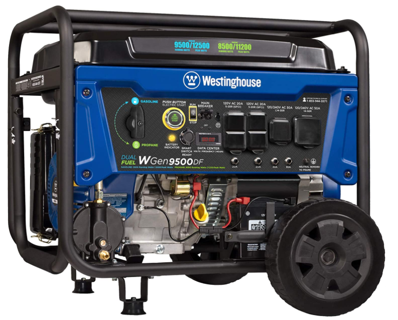 Westinghouse 12500 Watt Dual Fuel Home Backup Portable Generator, Remote Electric Start