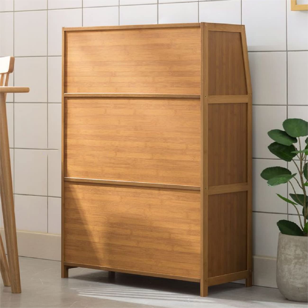 【Furniture】Natural Bamboo Buffet Sideboard Cabinet, 39 Inch Kitchen Sideboard Cabinet with 3 Doors