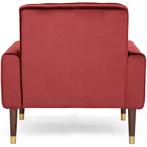 Christopher Knight Home Betsy Velvet Armchair, Modern Glam, Button-Tufted, Waffle Stitching, Raisin